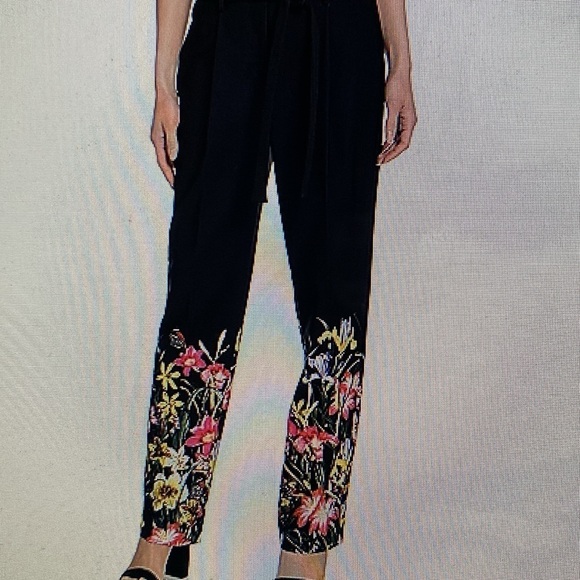 Kate & Mallory Floral‎ Straight Leg Pants Career Business Office Work Women L - Picture 9 of 11